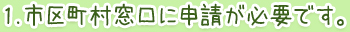 １.市区町村窓口に申請が必要です。